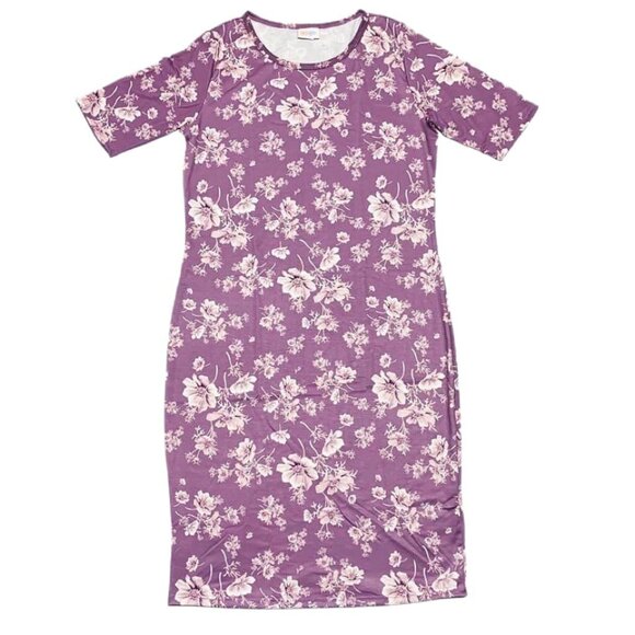 NEW NWT LuLaRoe Julia Pencil Dress Floral Purple Plum Slim Fitted Knee Length - Picture 1 of 2